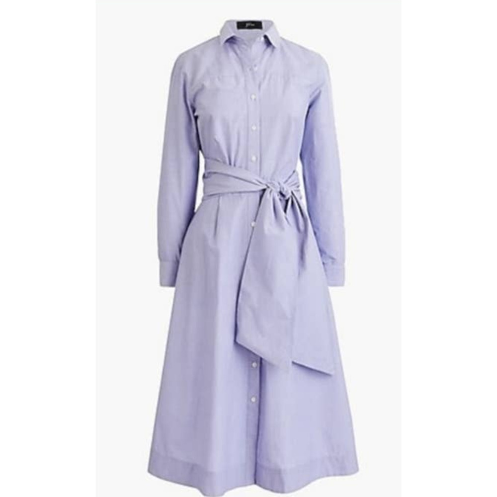 J. Crew Blue Chambray Tie Dress Button Down Wide Sash Women's 6